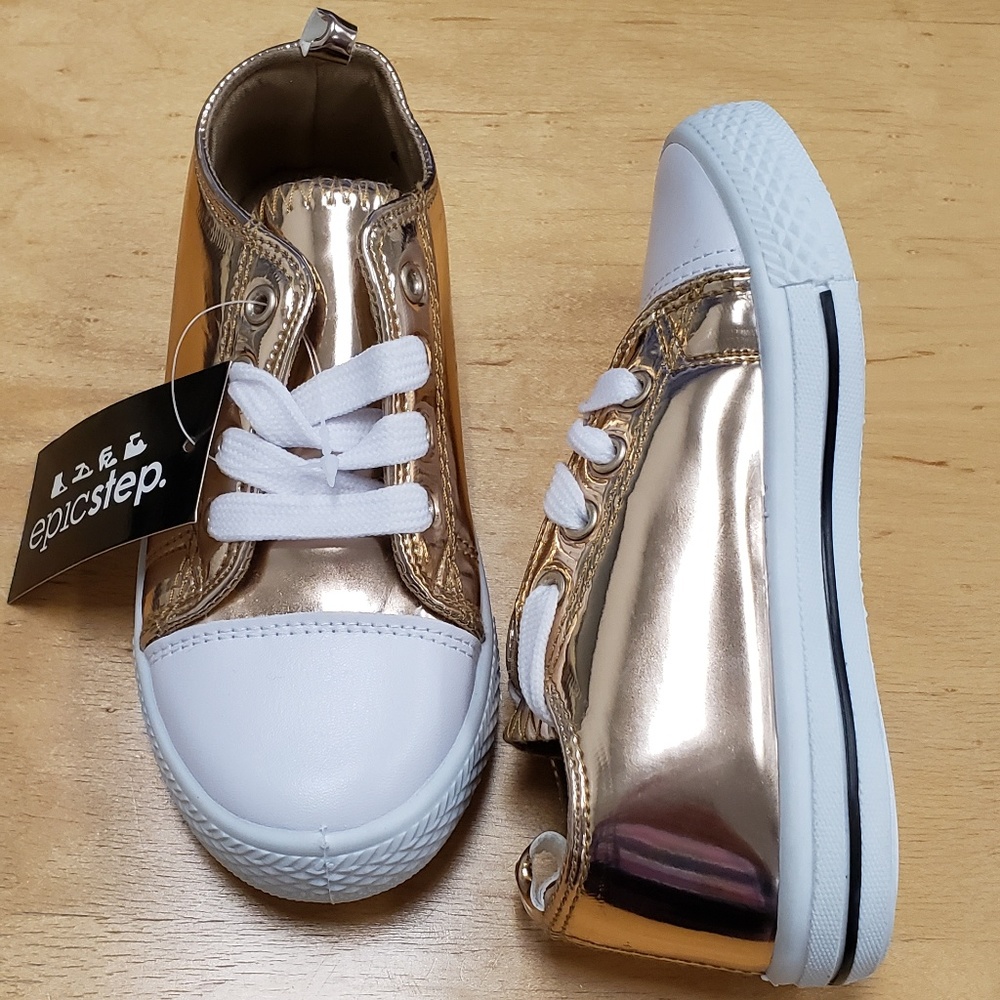 Little Girl Rose Gold & White Sneakers